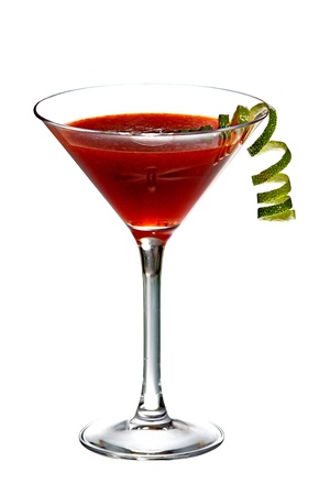 red alcohol drink on whire backgroundの写真素材