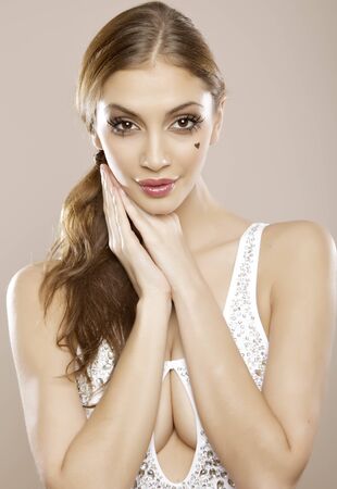 portrait of beautyful lovley brunette womanの写真素材