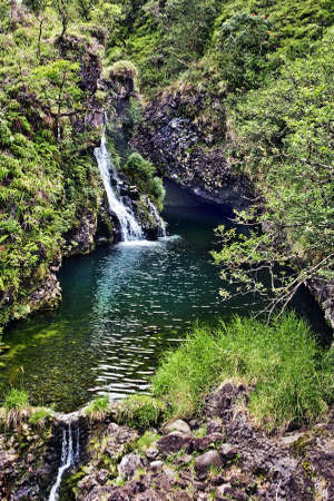 Hidden Falls off the Hana Highway on Mauiの写真素材