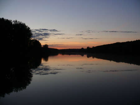 lake at sunsetの写真素材