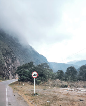 Traffic sign on the road in Colombia