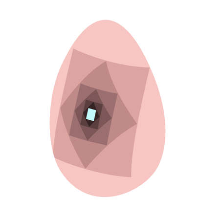 A vector outline illustration of a colored egg isolated on white background. Several beige rectangles and a light turquoise one are inside. Designed for print, textile, wraps for adults and kids.のイラスト素材