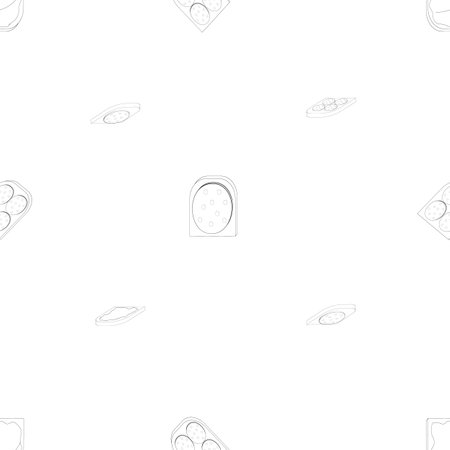 A seamless vector pattern of cheese and sausage sandwiches isolated on transparent background. Designed in black and white colors for wallpapers, prints, backgrounds, wraps, templatesのイラスト素材