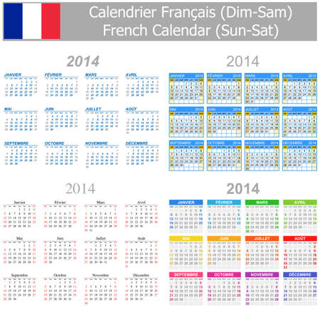 2014 French Mix Calendar Sun-Satの写真素材