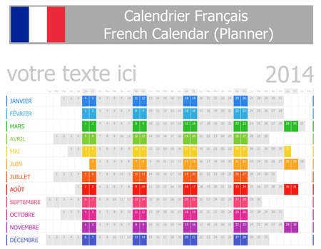 2014 French Planner Calendar with Horizontal Monthsの写真素材