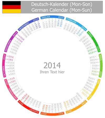 2014 German Circle Calendar Mon-Sunの写真素材
