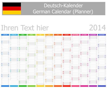 2014 German Planner Calendar with Vertical Monthsの写真素材