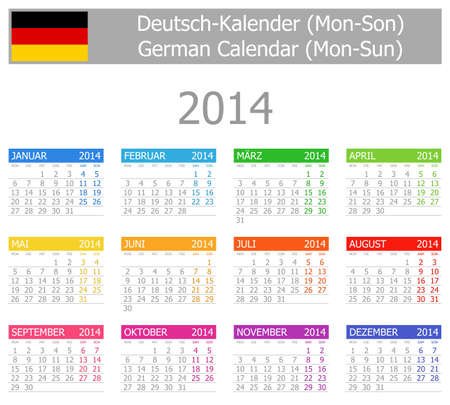 2014 German Type-1 Calendar Mon-Sunの写真素材
