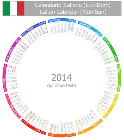 2014 Italian Circle Calendar Mon-Sunの写真素材