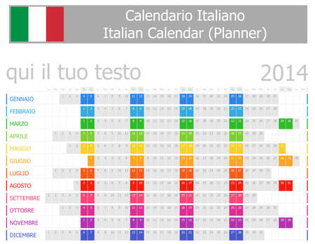 2014 Italian Planner Calendar with Horizontal Monthsの写真素材