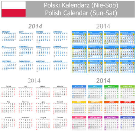 2014 Polish Mix Calendar Sun-Satの写真素材