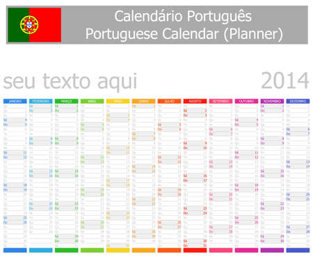 2014 Portugese Planner Calendar Vertical Monthsの写真素材