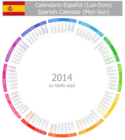 2014 Spanish Circle Calendar Mon-Sunの写真素材