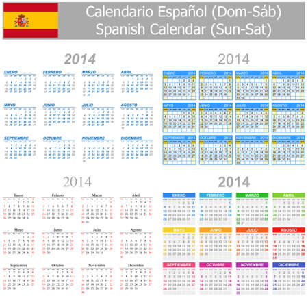 2014 Spanish Mix Calendar Sun-Satの写真素材