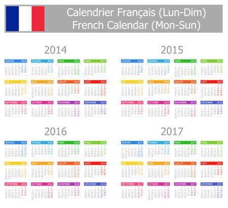 2014-2017 Type-1 French Calendar Mon-Sunの写真素材