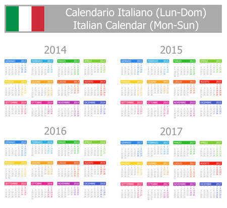 2014-2017 Type-1 Italian Calendar Mon-Sunの写真素材
