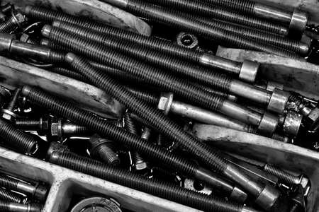 Bolts and nuts from a car engineの写真素材
