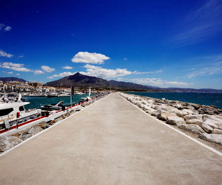 Breakwater in the Puerto Banus in Marbella, Spain  Marbella is a popular holiday destination located on the Costa del Sol in the southern Andalusiaのeditorial素材