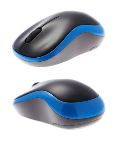 Beautiful design of a computer wireless mouse on a white backgroundの写真素材