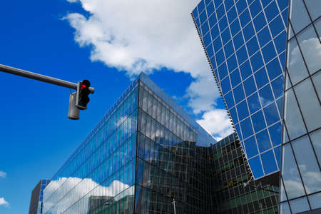 Modern architecture of Dublin Docklands area on a beautiful dayのeditorial素材