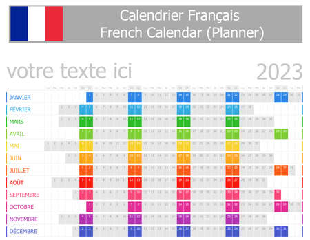 2023 Polish Planner Calendar with Horizontal Months on white backgroundのイラスト素材