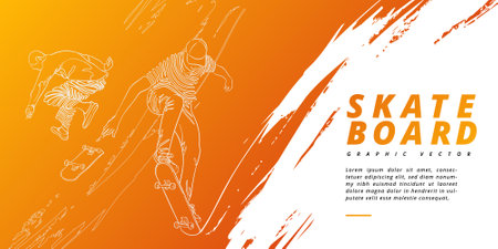 Skateboard drawing illustration vectorのイラスト素材