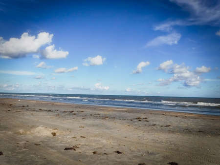 View of a sandy beach during low tideの写真素材