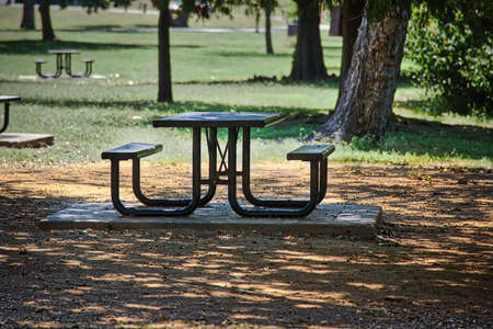 Table in the parkの写真素材