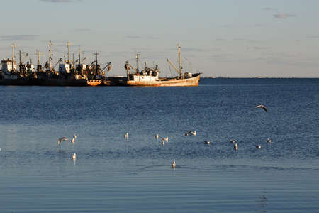 BERDYANSK - UKRAINE, SEPTEMBER 01, 2016: Fishing boat in the old port of city Berdyansk. Azov sea....