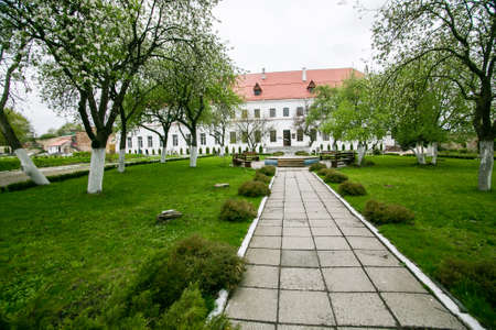 old building with garden and green alley at the Dubno Castle in Ukraine, Rivne regionのeditorial素材