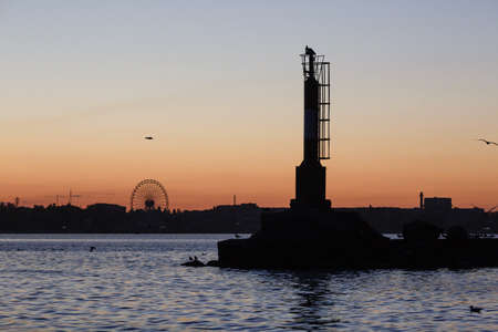 Beacon near port in the Azov Seaの写真素材