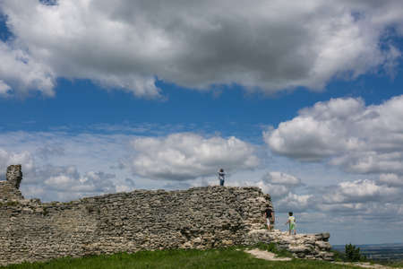 Famous Ukrainian landmark: scenic summer view of the ruins of ancient castle in Kremenets, Ternopil Region, Ukraineの写真素材