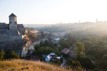 Summer view to castle in Kamianets-Podilskyi, Ukraineのeditorial素材
