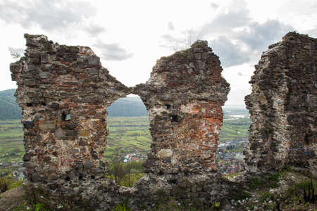 The ruins of the castle in Hust, Transcarpathia, Ukraineの写真素材