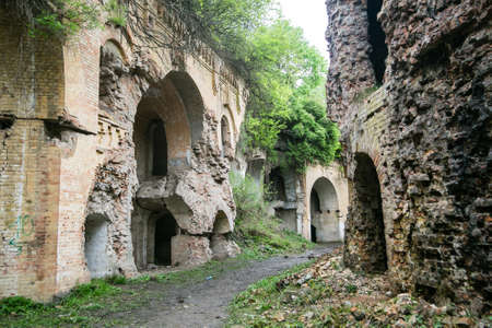 Ruins of Tarakanivskiy Fort (Fort Dubno, Dubno New Castle) - fortification, architectural monument of 19th centuryの写真素材