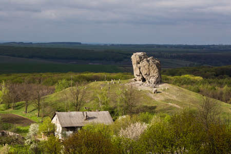 Devil's rock in Pidkamin, Lviv region, West Ukraine (summer landscape)の写真素材