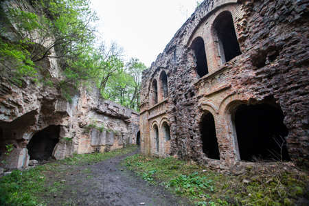 Ruins of Tarakanivskiy Fort (Fort Dubno, Dubno New Castle) - fortification, architectural monument of 19th centuryの写真素材