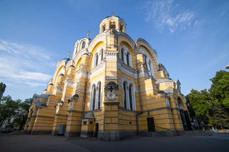 Big Vladimir Cathedral in Kyiv - one of the city's major landmarks and the mother cathedral of the Ukrainian Orthodox Church - Kiev Patriarchy, ukraineの写真素材
