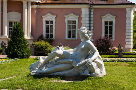 Zolchiv, Ukraine - July 23 2009: Neptune statue in the garden of the castle in Zolochiv Ukraineのeditorial素材