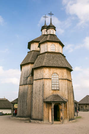 Zaporizhia - Ukraine, MAY 02, 2015: The wooden Church in Museum of Zaporizhian Cossacks on the...