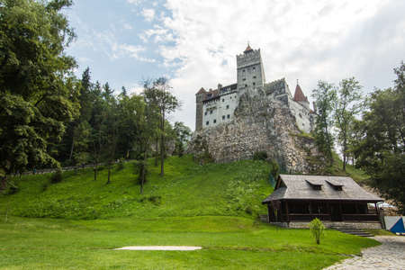 Bran, Romania - JULY 20 2017: The medieval Castle of Bran. The castle guarded in the past the border between Transylvania an Wallachia. It is also known for the myth of Dracula.のeditorial素材