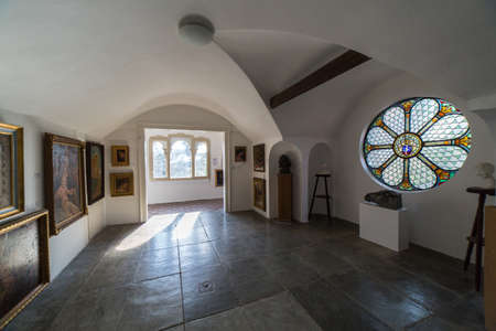 SZEKESFEHERVAR, HUNGARY - April 25, 2018: Interior of Bory Var castle in Szekesfehervar, Hungaryのeditorial素材
