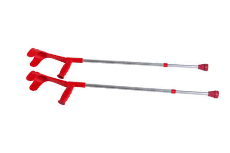A pair of aluminum crutches isolated on white