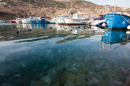 Balaklava, Ukraine - JANUARY 08 2010: Wooden boats in the Balaklava Bay in Sevastopol in the Crimeaのeditorial素材