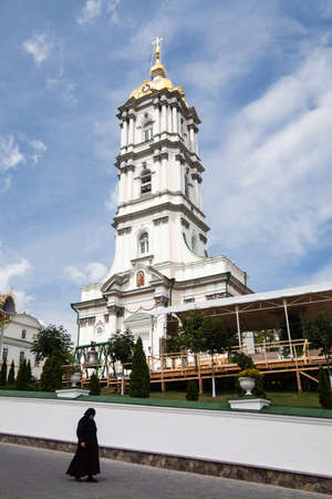 Pochaev, Ukraine - July 22 2009: Bell tower of Holy Dormition Pochayiv Lavra in Ternopil region, Ukraineのeditorial素材