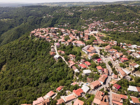 Aerial view to Sighnaghi city - georgian town Signagi in Georgia's easternmost region of Kakheti....