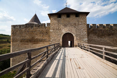 Khotyn, Ukraine - JULY 29, 2009: Main gateway to Khotyn Fortress in Ukraineのeditorial素材