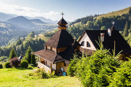Monastery of the Transfiguration of Our Lord Jesus Christ in Carpathian village Dzembronia, Ukraineの写真素材