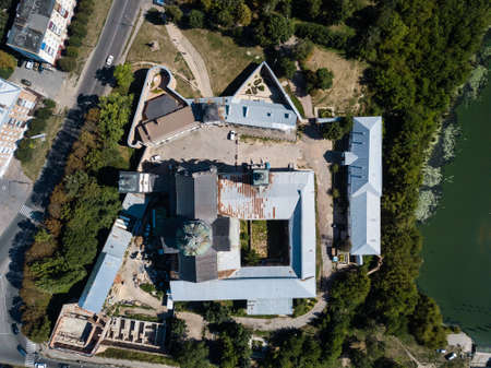 Aerial view to Monastery of Discalced Carmelites with Church of the Immaculate Conception in Berdychiv, Ukraineの写真素材