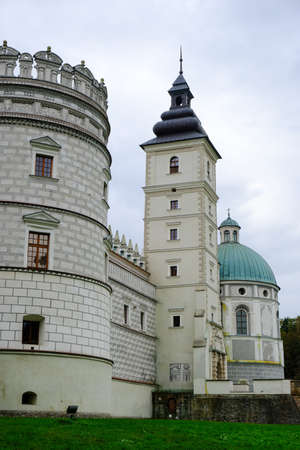 KRASICZYN, POLAND - OCTOBER 07, 2018: Krasicki Palace in Krasiczyn. The castle has belonged to several noble Polish families, and was visited by many Polish kingsのeditorial素材